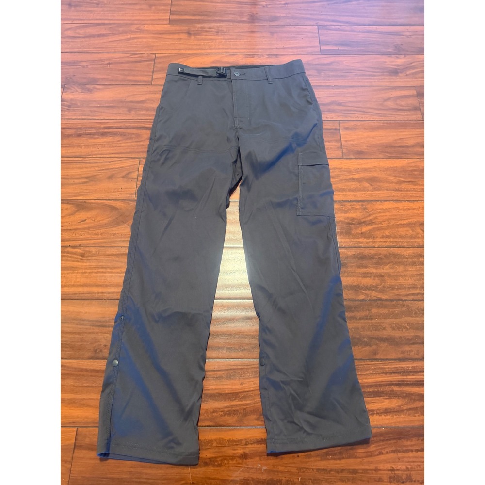 Prana Hiking Pants Mens Small 30L Charcoal Gray Cargo Outdoor Straight Legs